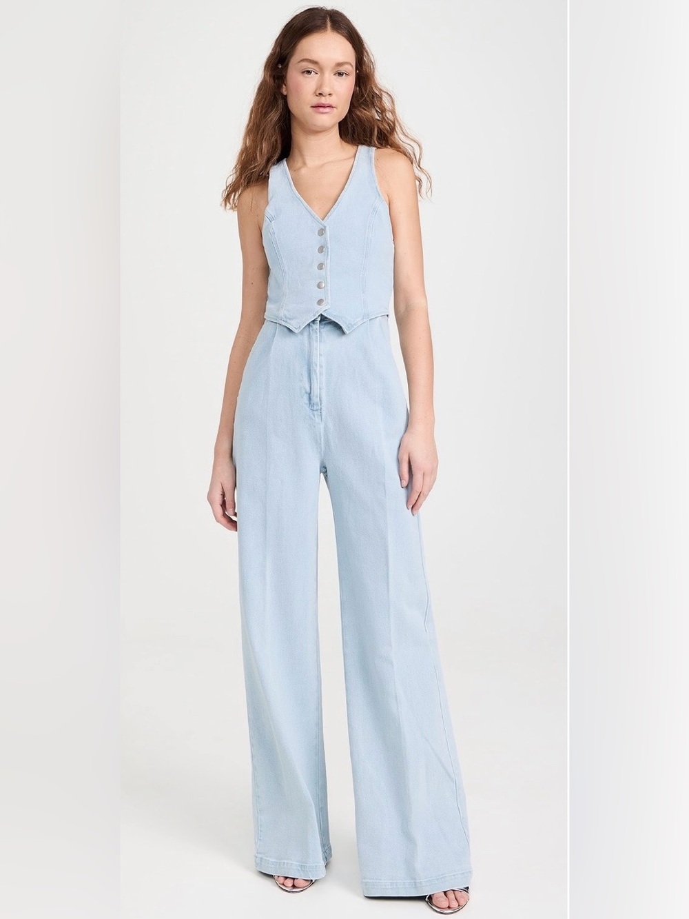 Amanda Uprichard Ethan Denim Jumpsuit- light colored jean- size XS
